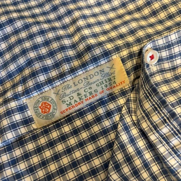 Superdry Blue and White Gingham London Button Down Shirt - Picture 5 of 12